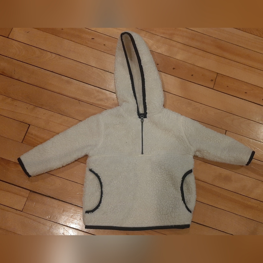 Black and White Hooded Sweatshirt with Textured Fabric